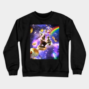 Space Cats Riding Hot Dogs Crewneck Sweatshirt